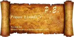 Popov Elemér névjegykártya
